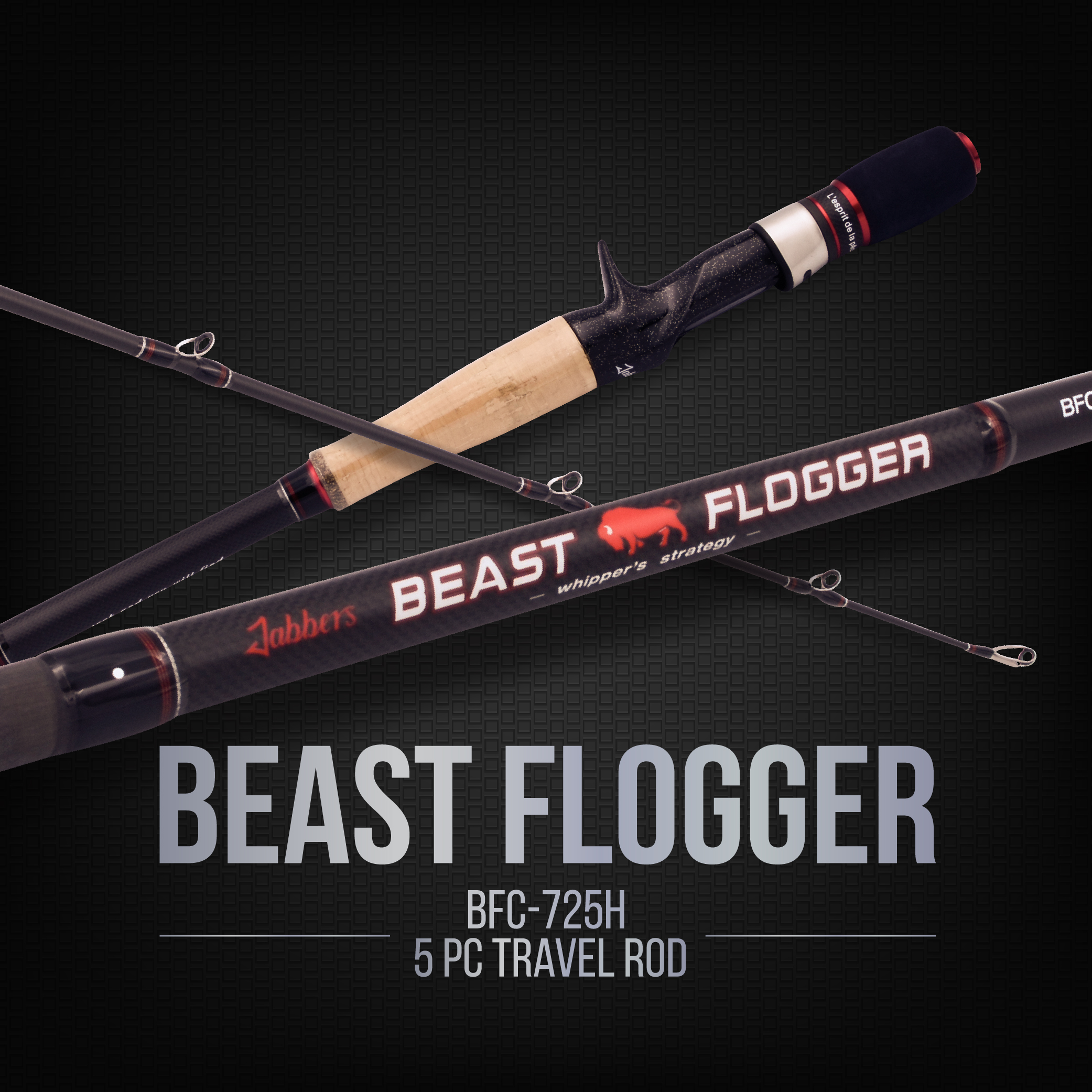 Jabbers Beast Flogger 5pc Travel Rod BFC725H (Baitcast)